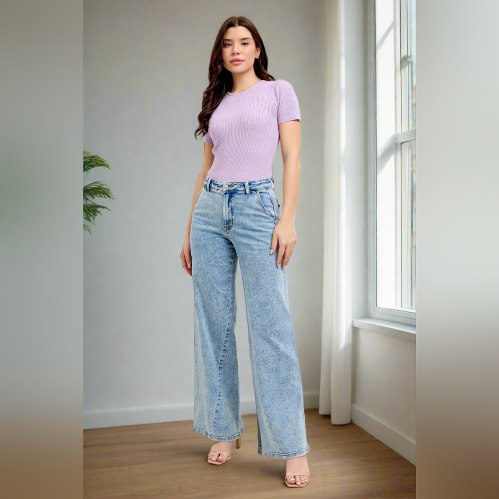 Judy Blue High-Rise Boyfriend Jeans Ultra Wide Leg Panel Relaxed 90s Denim Pants - Picture 16 of 16